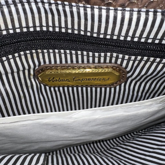 Urban Expressions‎ Brown Vegan Snakeskin Print Envelope Clutch Handbag Evening - Picture 4 of 5